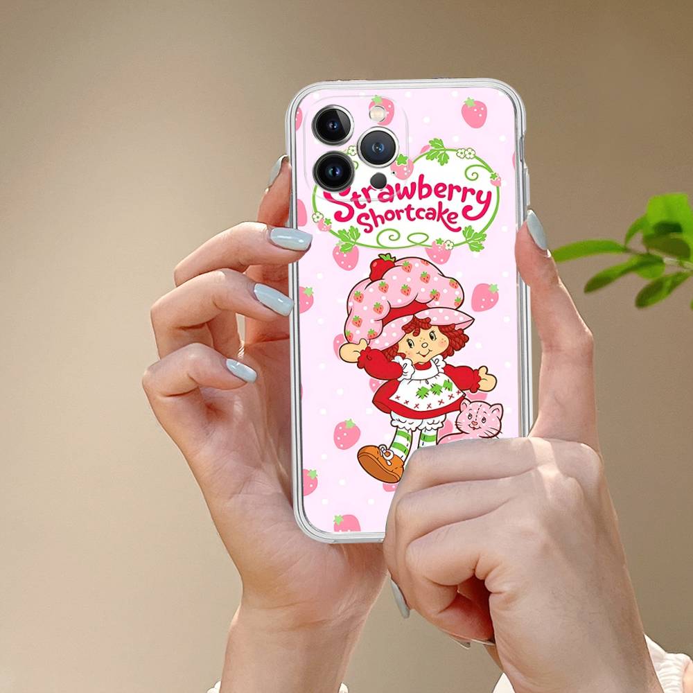 Cartoon Girl S-Strawberry S-Shortcake TPU Silicone Case For IPhone 11 12 13 14 15 16 17 Pro Max Shockproof Clear Back Cover