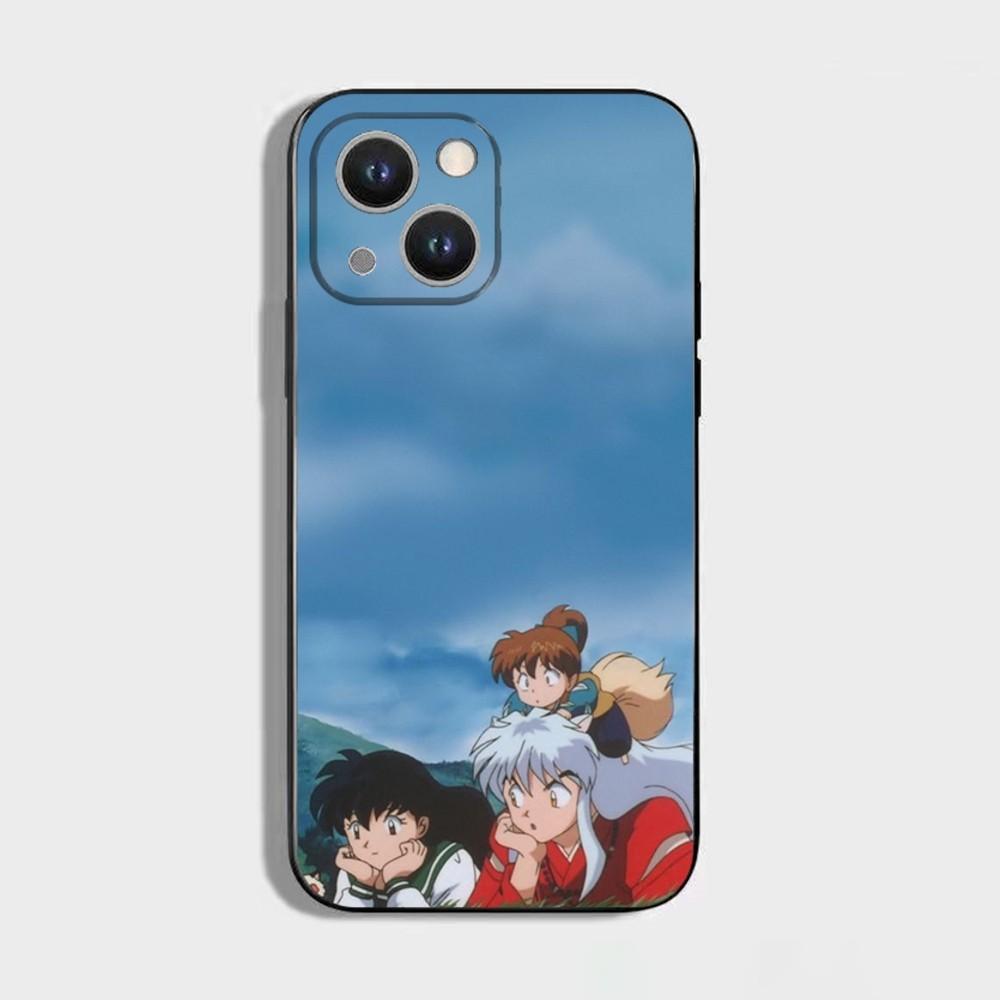 Anime I-Inuyasha Phone Case For iPhone 16 15 Plus 14 13 Pro Max 12 Mini 11 X XS XR 7 8 8Plus Black Soft Phone Coque