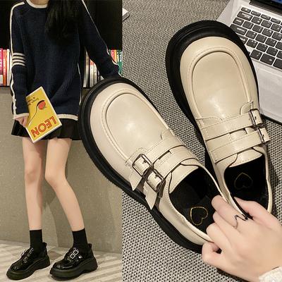 New Fashion Japanese Sweet Leather Shoes Women's Spring Autumn Thick-soled Lazy Loafers Trend Kawaii Shoes Lolita Shoes Tenis