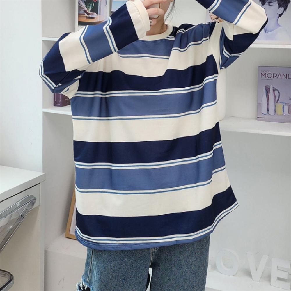 New ArrivalS Open Run Women S overSized Color Block STriped Ringer Round Neck T