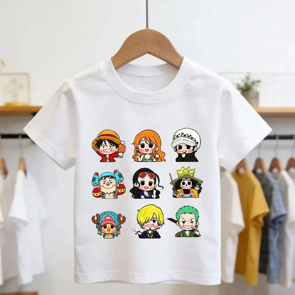 2026 One Piece Japanese Anime Printed Cotton Top Boy Children's Short Sleeve Luffy One Piece Child T-shirt