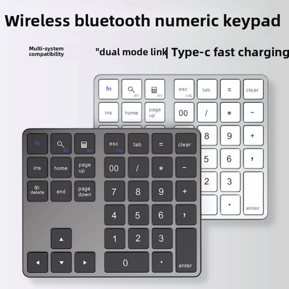Rechargeable Mini Digital Keypad 35 Keys Wireless Numeric Keypad Wireless Keyboard  Laptop Notebook