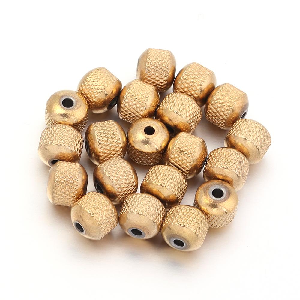 20-40pcs/lot Stainless Steel Beads 4mm 6mm 8mm Gold Color Texture Loose Spacer Beads For Jewelry Making Findings DIY Bracelet