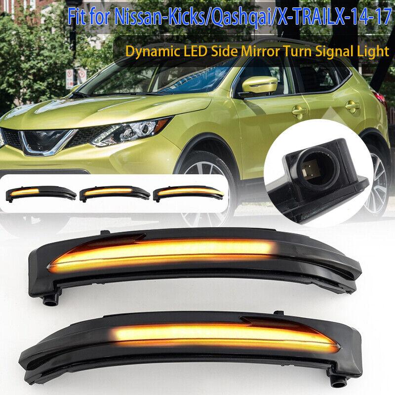 For Nissan X-Trail Rogue Qashqai Kicks LED Side Mirror Turn Light Sequential