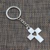 New Keychain 41x30mm Cross Heart Cut Pendants DIY Men Car Key Chain Ring Holder Keyring Souvenir Jewelry Gift