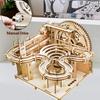 3D Holzpuzzle DIY Mechanisches Manuelles Modell Bausätze Zusammenbauen Spielzeug Murmelbahn-Set mit 4 Kugeln für Erwachsene Kinder Geschenke