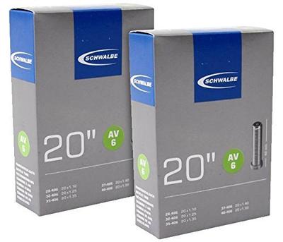 SCHWALBE 20x1.10/1.50 (28/40-406) Tubes, AV6, American Style, Set of 2 (40mm Valve Length) [Imported]