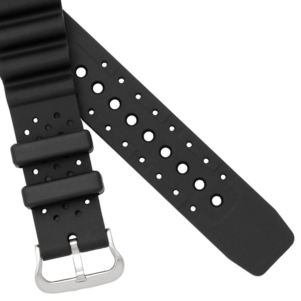 CREPHA 22mm Diver-Type Polyurethane Watch Strap - Black