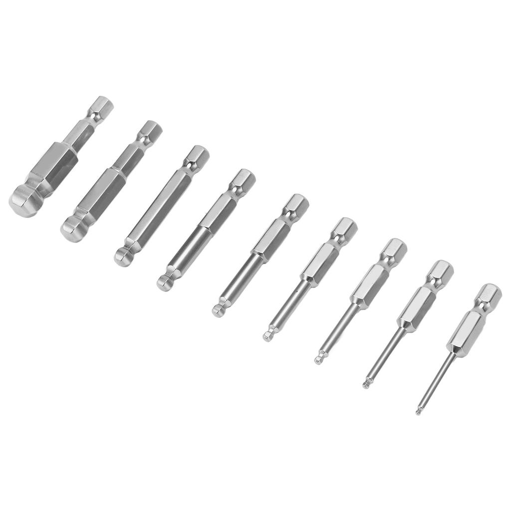 9pcs Hex Screwdriver Bit Set Rustproof S2 Steel Magnetic Ball Head Hex Bits 1 4 Inch Hex Shank50mm