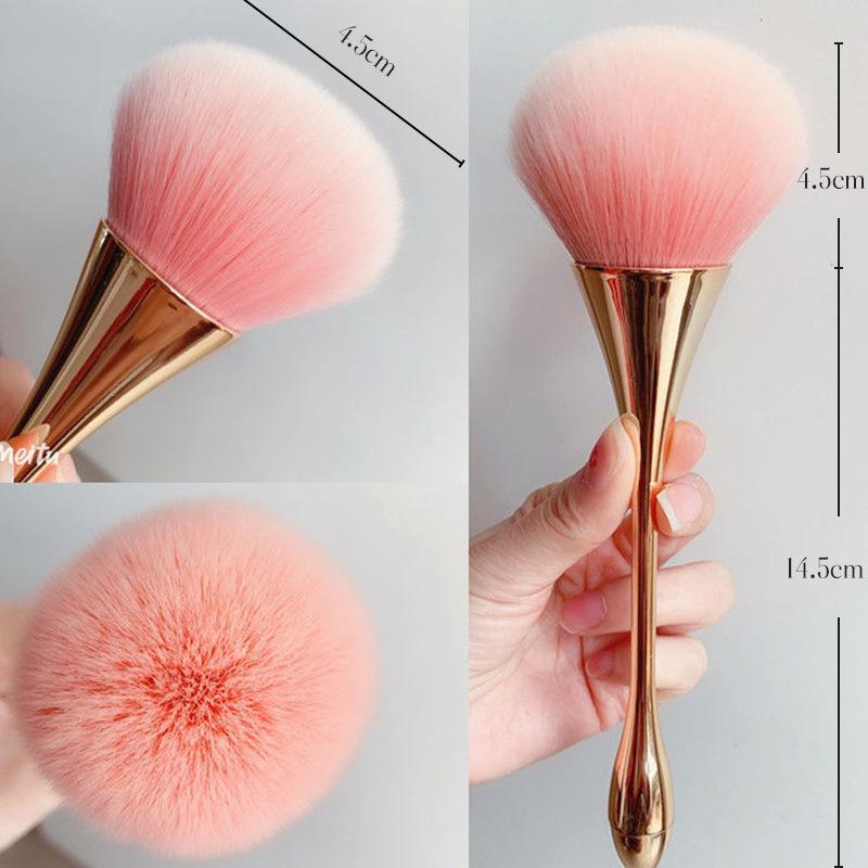 Rose Golden Fan Makeup Brush,Cosmetic Brush Loose Powder Brush ,Highlighting Brush Blush Brush-Soft Hair Makeup Fixing