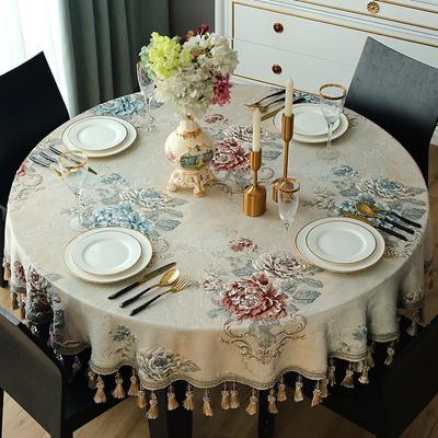 Tovaglia Rotonda con Nappa Jacquard Retro Decorazione Tavolo Sala da Pranzo Caffè Tessuto Copritavolo Festa Lusso Floreale Europeo