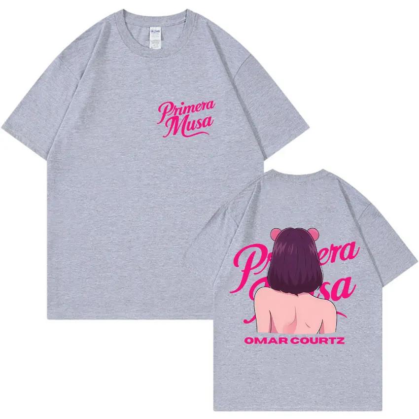 Rap Singer Omar Courtz Primera Musa 2026 Summer Unisexs Womens Street Pattern Aesthetics Hiphop Casual Cotton Tshirt