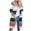 Mote Kvinner Casual Striper Lappverk Langermet Cardigan Bluse Topper