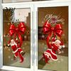Static Glass Stickers Sticker, Christmas Theme Bow Pattern Print, Removable Reusable Decals Electrostatic PVC Film for Home And Store Doors