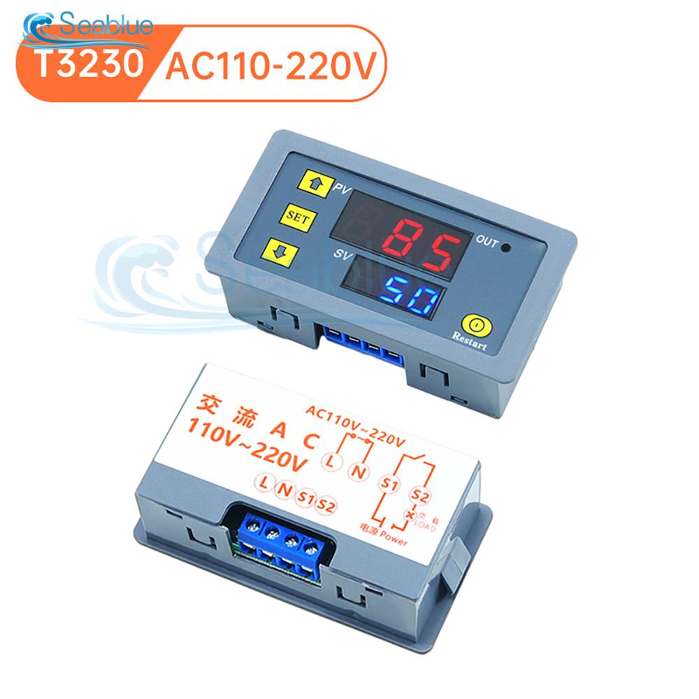 T3230 AC 110V 220V DC 12/24V Digital Time Delay Relay LED Display Cycle Timer Control Switch Adjustable Timing Relay Time Switch