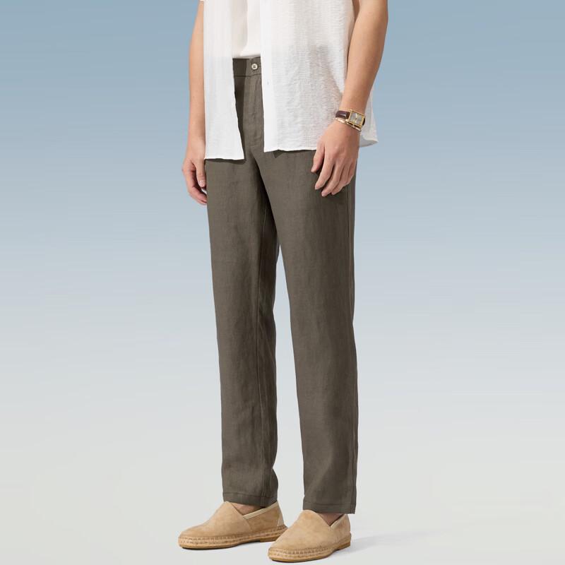 Judger Men's 100% Linen Straight Casual Trousers