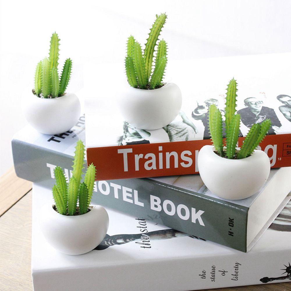 Flower Artificial Plant Succulent Potted Fridge Magnets Board Stickers Note Holder Message Sticker