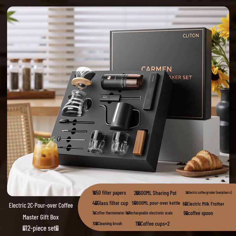Qīwēi Portable Pour-Over Coffee Maker Set with Hand Grinder