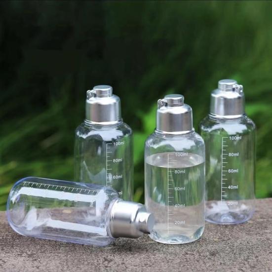 1/2/4Pcs 100ML Clear Fishing Storage Bottle with Scale Transparent Refillable PET with Empty Sealed Vial Liquid Container Fishing Accessories