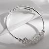 Wholesale Fine 925 Sterling Silver Bangles Bracelet Charms Heart Open for Women Lady Jewelry Adjustment Cuff Wedding Gift