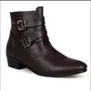 2026 New Men's shoes Black fashi belt buckle Boots Casual waterproof leather boots male pointed comfortable footwear Botas