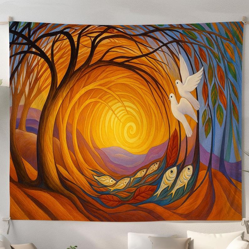 Abstract Sun tapestry 75x100 чёрный
