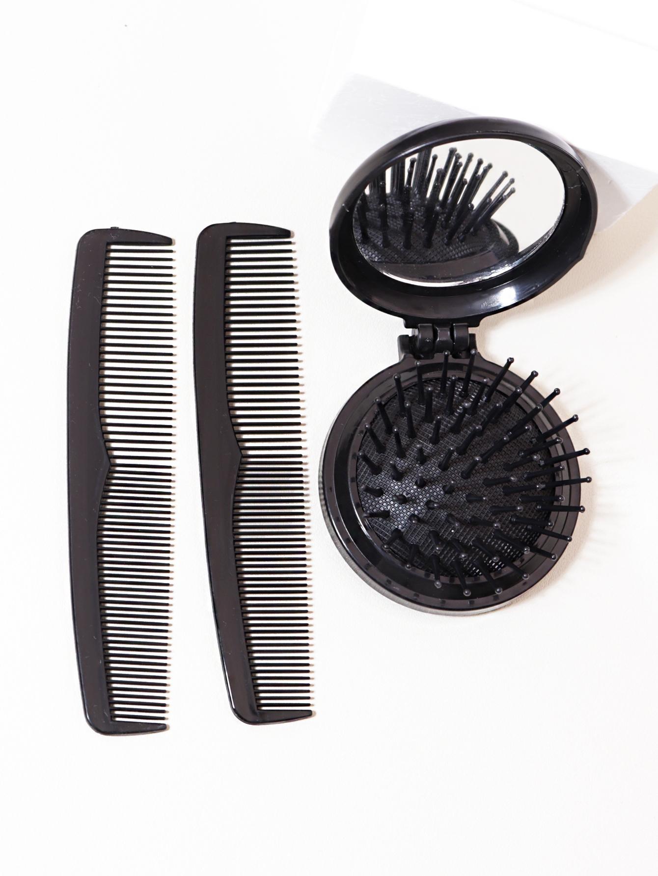 

3-piece women s styling set tools flip air cushion mirror comb handle less wide fine toothed comb set Special for real hair wigs
