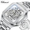 Original CHENXI Uhren Automatisch, Edelstahl, Mechanisches Uhrwerk Mode Wasserdicht Business Quadratisch Herrenuhren High-End