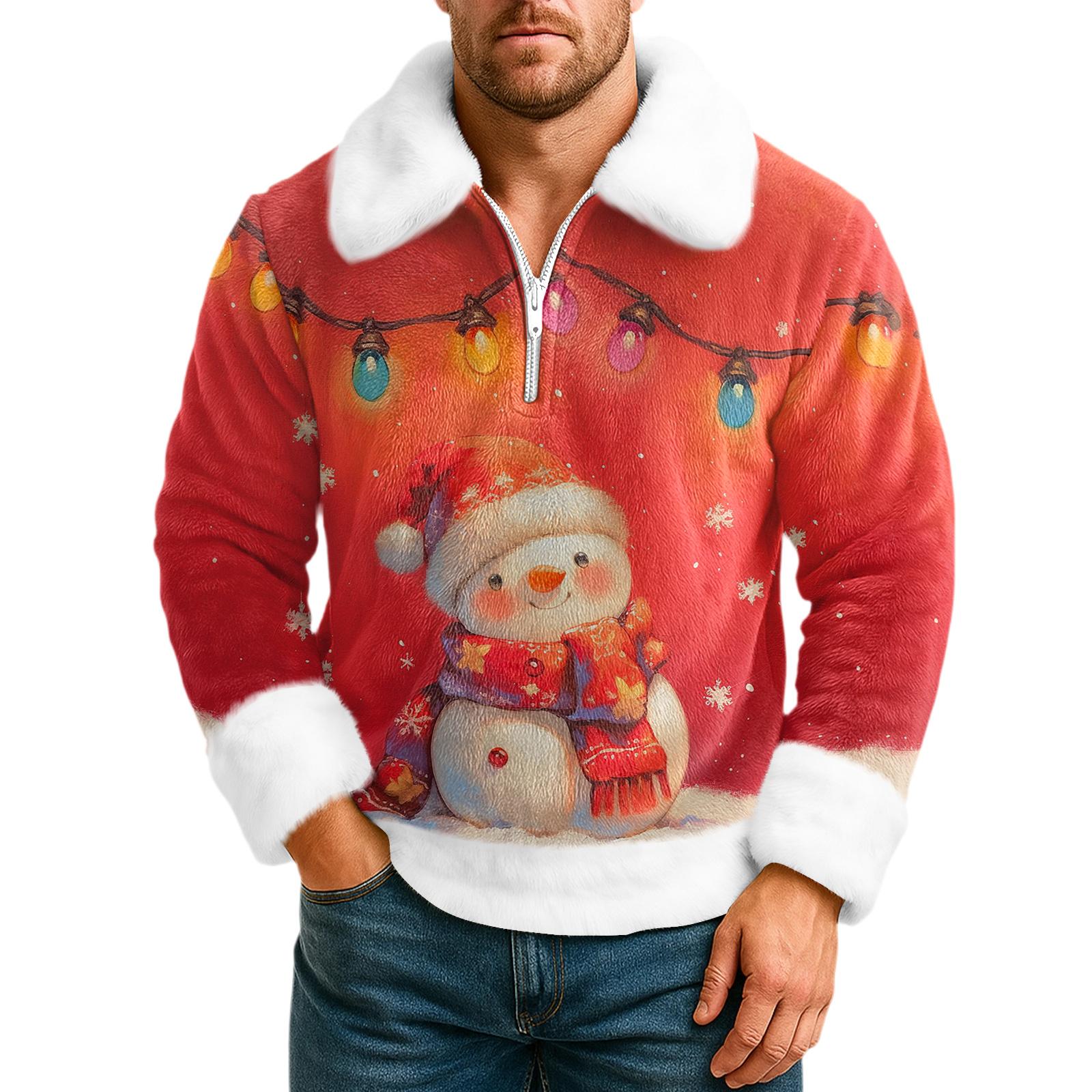 

Men s Leisure Half Zipper Flip Collar Hoodie XL