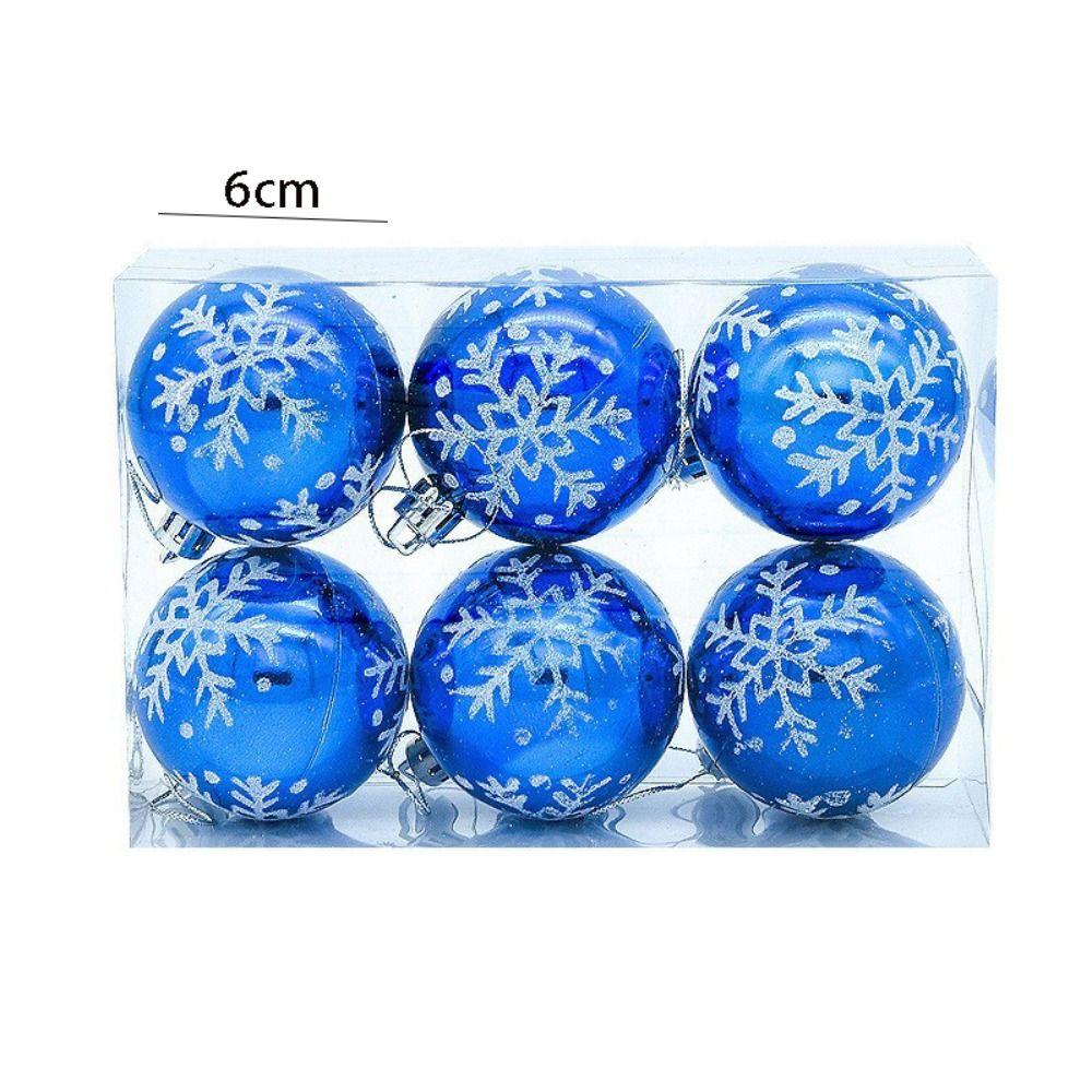 6pcs Plastic Christmas Tree Pendant Bright Hanging Ornament Snowflakes Christmas Ball Office