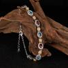 Womens Fashion Bracelet Natural Garnet Topaz Gemstone Jewelry