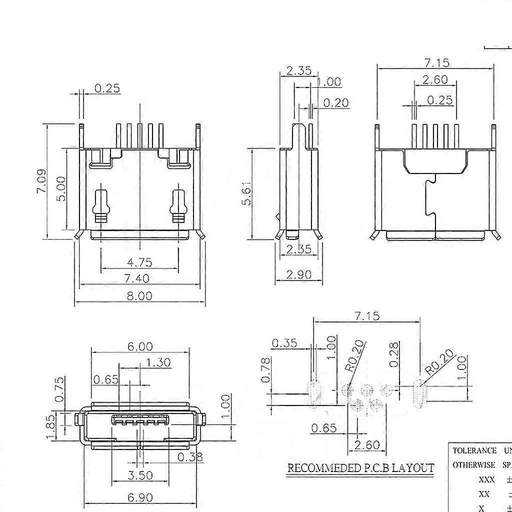 10 szt. Micro USB typu B żeńskie gniazdo 180 stopni 5-stykowe SMD SMT lutowane gniazdo