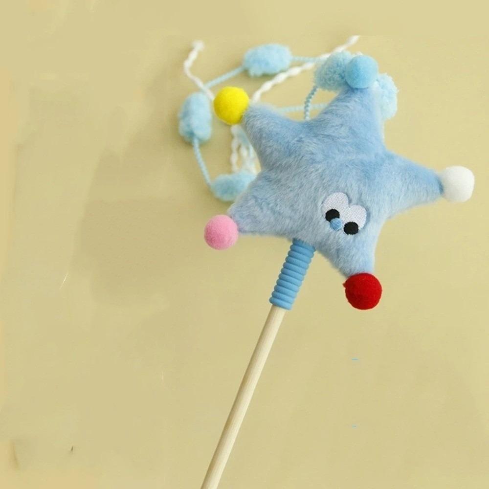Moons Stars Cat Teaser Stick Cartoon Kitten Teaser Wand Cute Pet Teaser Toy  Entertaining Toys синий