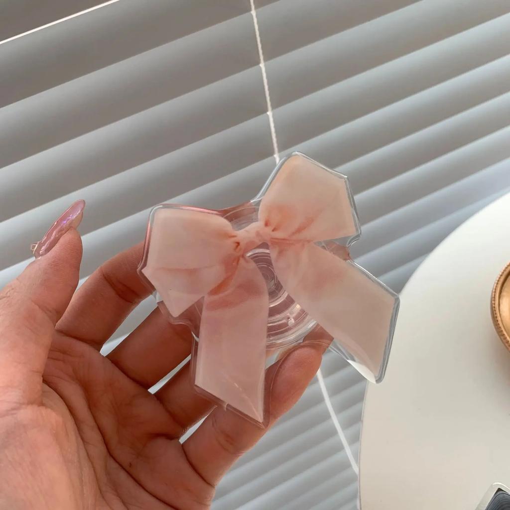 Cute Girls Bowknot Air Bag Stand for IPhone Android Mobile Phones Desktop Watching Lazy Bracket Phone Case Decoration