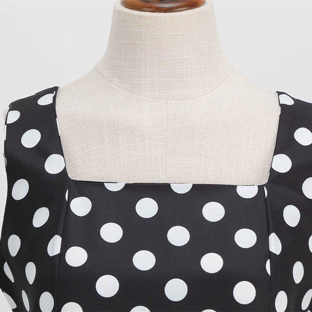 Dámské puntíkové módní tenké a tenké vintage maxi šaty