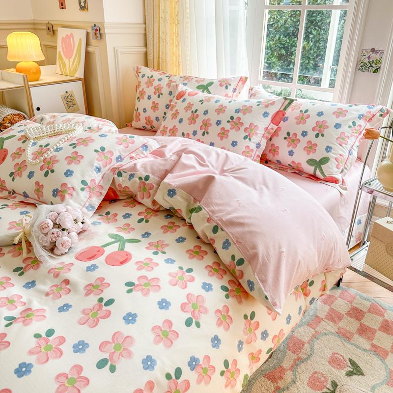 100% Cotton Luxury Floral Duvet Cover Set Boys Girls Single Comforter Cover Vintage Blue Plant Pattern Bedding with Pillowcase