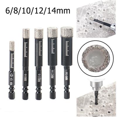 Long Lasting Hex Shank Diamond Dry Drill Bits For Hard Materials 68/10/12/14mm