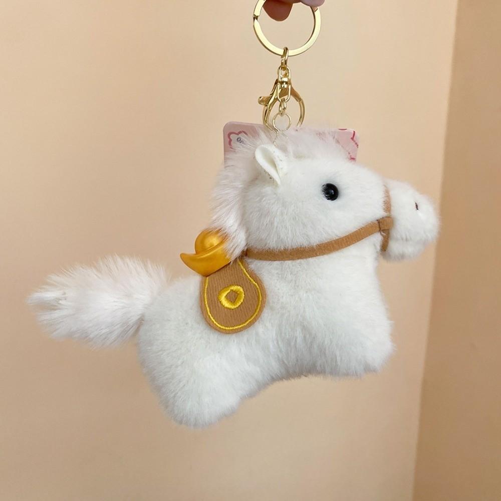 Cute Plush Horse Keychain Creative Chinese New Year Gift Funny Yuanbao Pony Pendant  Birthday Gift