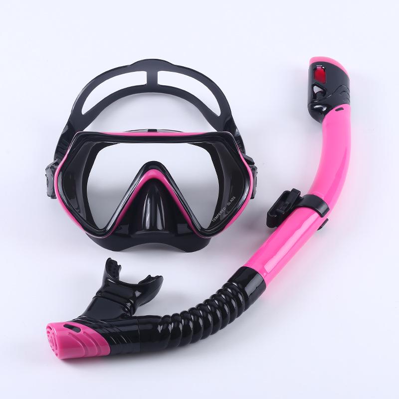 Maschera da Immersione in Silicone per Bambini e Adulti con Snorkel - Lente in Vetro Temperato HD, Montatura Grande