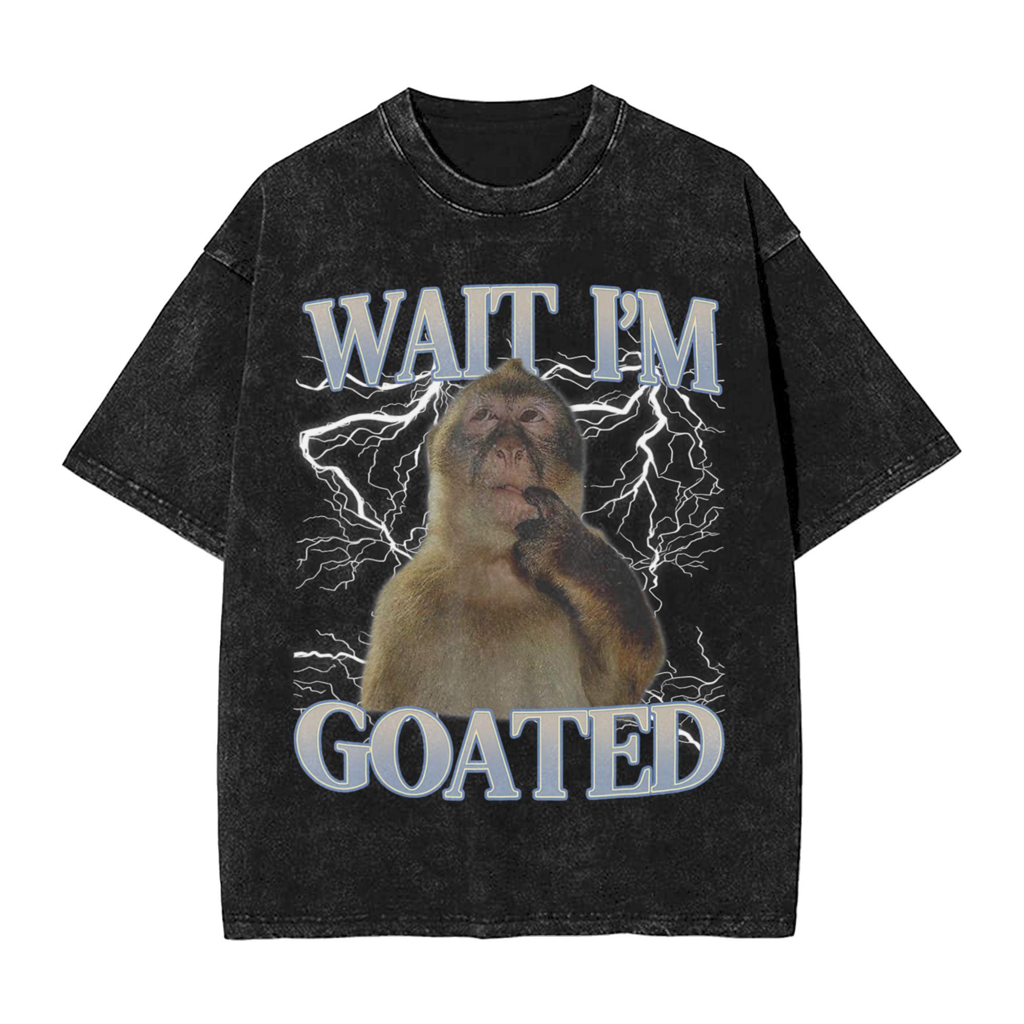 

Summer Thinking Monkey Meme Washed T Shirts Merch Oversize TShirts for Unisex Women Tee S