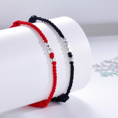 A Lifetime of Couple Bracelets, Men's and Women's Bracelets, A Pair of Simple Woven Red Rope Hand Ropes