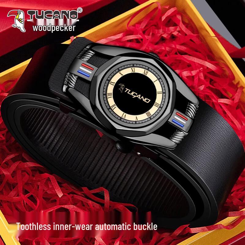 TUCANO Men s Light Luxury Genuine Leather Automatic Buckle Belt 120cm
