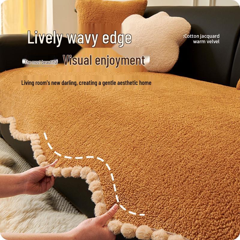 Lammwolle Anti-Rutsch Sofabezug: Dicke, einteilige Polsterung für Herbst & Winter