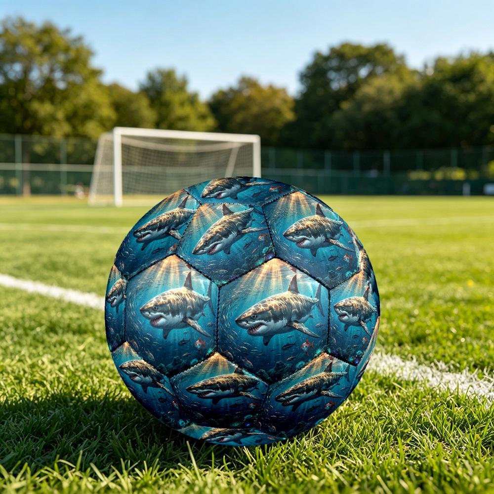 1pc Oceanic Predation Theme Soccer Ball Football, Size 5, Lightweight PVC, Durable Outdoor Training Soccer Ball, Gift M61481