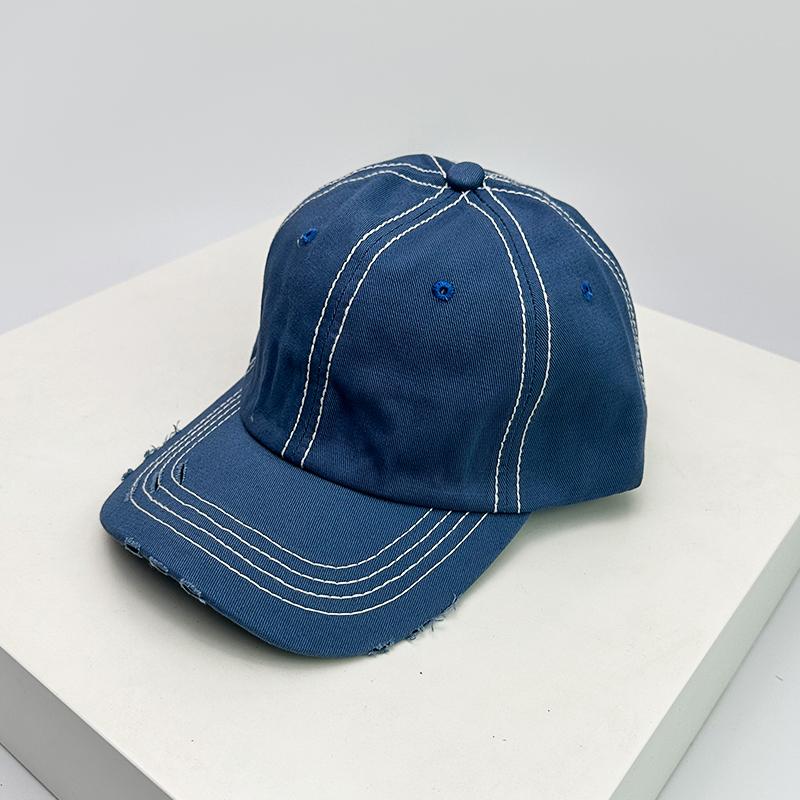 New Unisex Solid Distress Retro Baseball Hats Breathable Street Sunshade Simple Peaked Cap Versatile Fashion Casual Broken Style