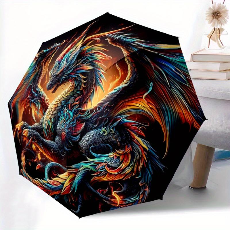 1pc Colorful Dragon Battle Automatic Opening and Closing Umbrella - Small Umbrella Suitable for Various Occasions C064
