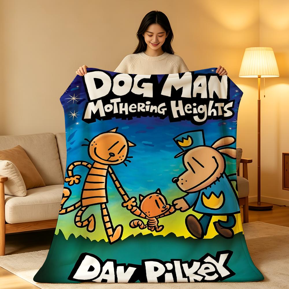 Cartoon D-Dog M-Man Throw High-Density Short Plush Blanket Soft Skin-Friendly For Sofa Nap Air-Conditioned Room