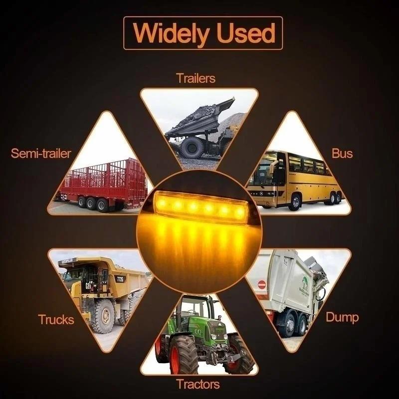 10PCS 12V-24V Led Side Marker Indicator Car Lights Front Rear for Trucks Cab RV Trailer Amber/Red/White/Green/Blue Dome Lights 6