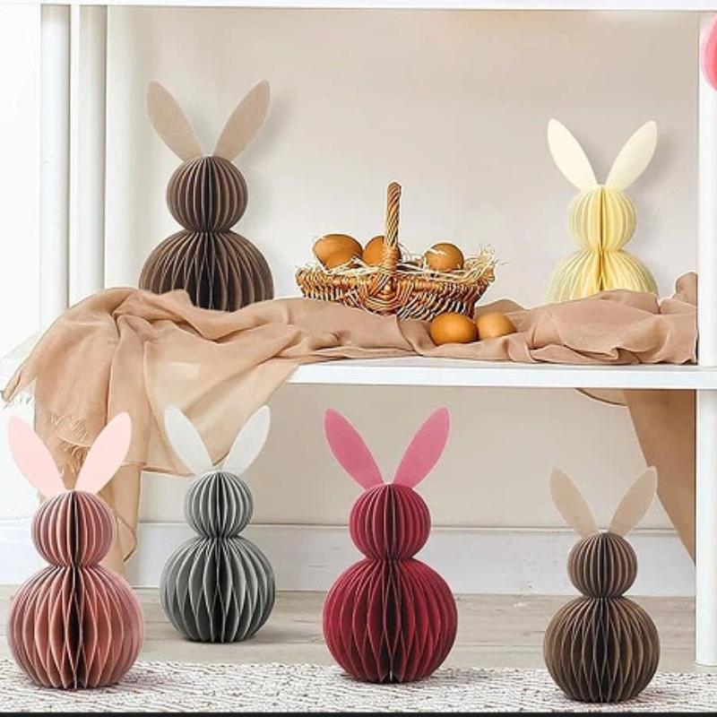 Paper Honeycomb Bunnies Easter Bunny 3D Ornament Easter Day Party Decorations Cute Rabbit For Wedding Birthday