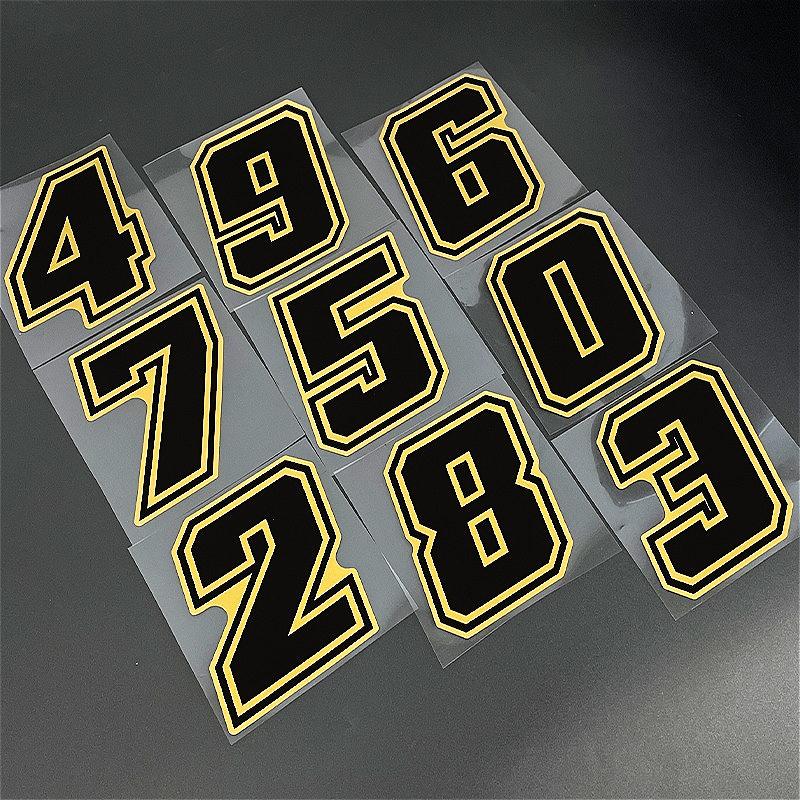 1ks Číslo 0-9 Motocykly Zlaté Nálepky Vodotěsné pro Kapotáž Motocyklu Helmu Čelní Skla Okna Auta Univerzální Vinylové Obtisky